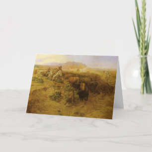 Vintage indianer, Buffalo Hunt av CM Russell Kort