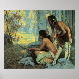 Vintage indianer, taos Turkey Hunters by Couse Poster
