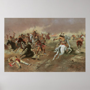 Vintage Indians, For Supremacy av CM Russell Poster