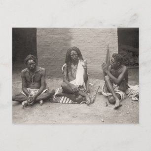 Vintage Indien, Sadhus, Indiska heligan manar Vykort