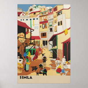 Vintage Indien Shimla Resoraffisch Simla Hill Poster