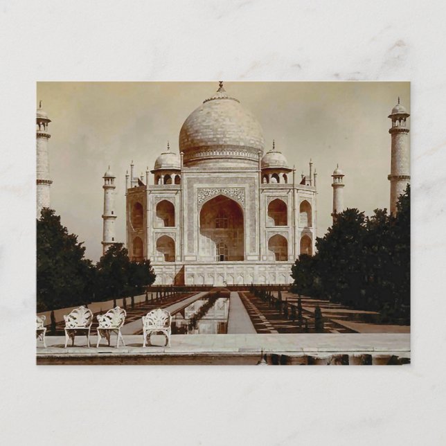 Vintage Indien, Taj Mahal Vykort (Framsida)