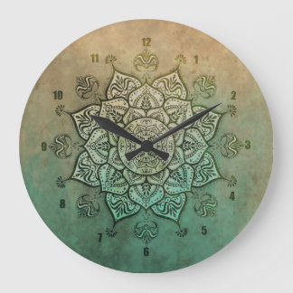 Vintage indisk mandala bohemisk väggklocka
