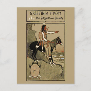 Vintage indisk scout på Horseback Anpassningsbar H Vykort
