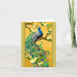 Vintage Indiska blå peacock Helgkort