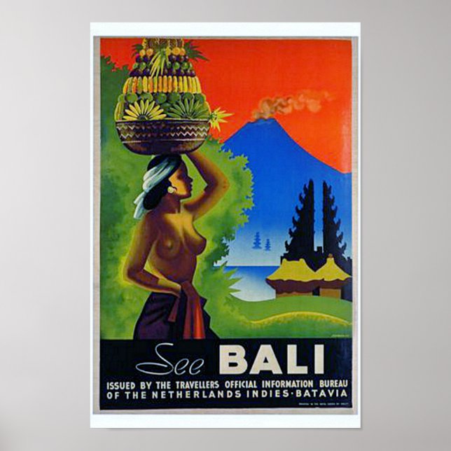 Vintage Indonesia Bali Travel Poster (Framsidan)