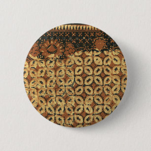 Vintage indonesisk batik Kawung-mönster rusticerat Knapp