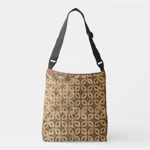 Vintage indonesisk batik Kawung-mönster rustik Axelväska