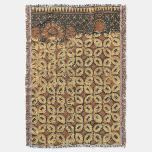 Vintage indonesisk Batik Kawung-mönster Rustik Filt
