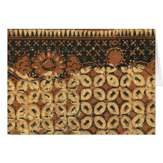 Vintage indonesisk batik Kawung-mönster rustik Hälsningskort (Framsidan Horizontal)