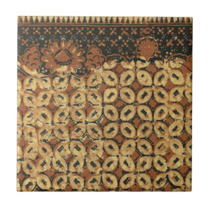 Vintage indonesisk Batik Kawung-mönster Rustik Kakelplatta