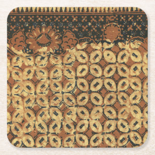 Vintage indonesisk batik Kawung-mönster Rustik Underlägg Papper Kvadrat