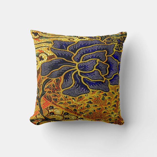 Vintage, indonesisk batik kudde (Framsida)