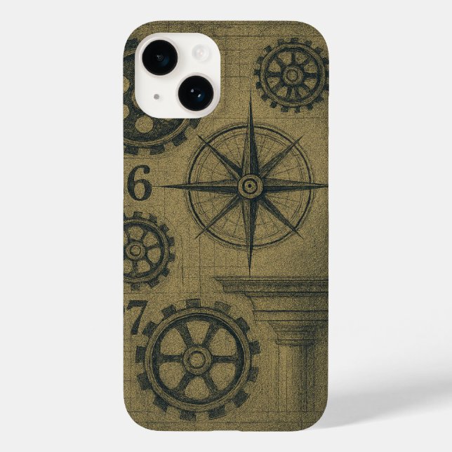 Vintage Industrial Blueprint iphone case (Baksida)