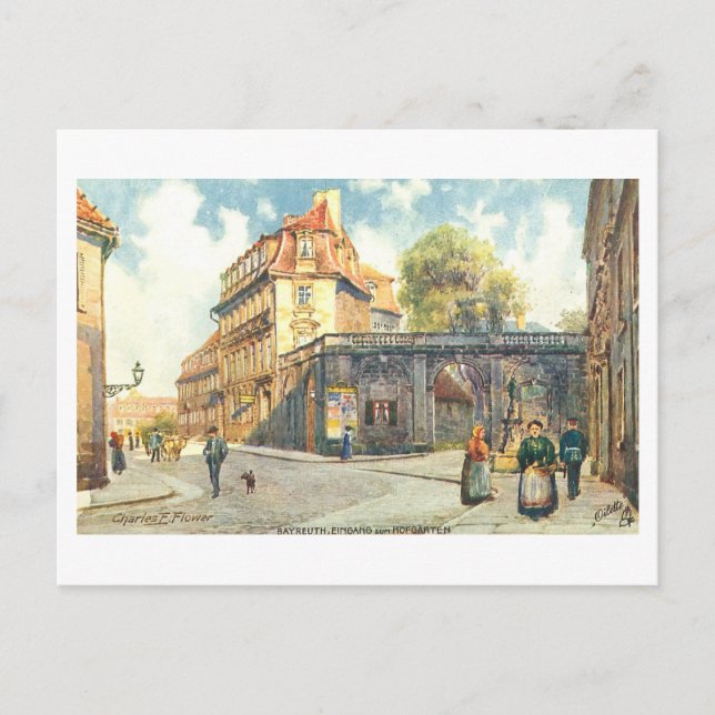 Vintage ingång till gårdsträdgård, Bayreuth Vykort (Framsida)