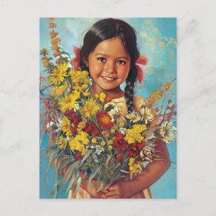 Vintage Ingenen Australian Girl with Flowers Vykort