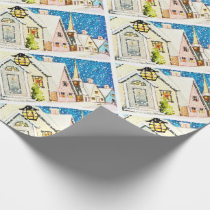 Vintage inhyser skyltfönsterbysnö presentpapper