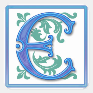 Vintage initialt E - Monogram E Fyrkantigt Klistermärke