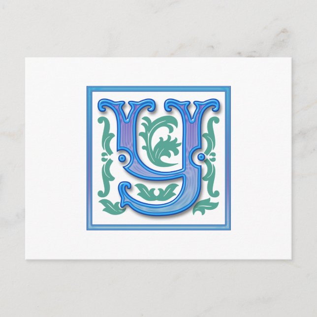 Vintage Inledande Y - Brev Y - Monogram Vykort (Framsida)
