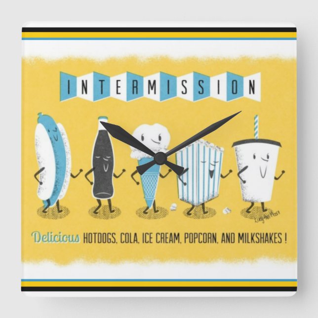 Vintage-inmatningsavbrott Fyrkantig Klocka (Framsida)