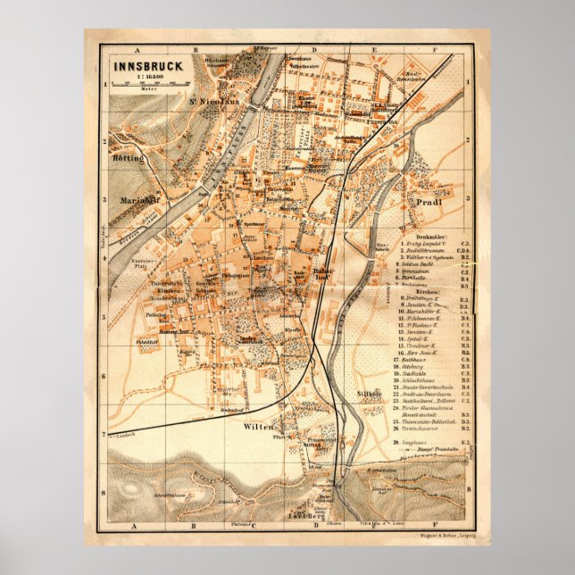 Vintage Innsbruck Austria Karta (1922) Poster (Framsidan)