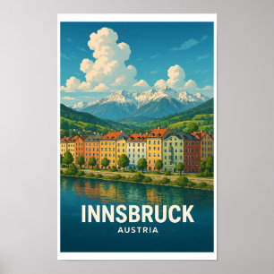 Vintage Innsbruck Österrike Reseskylt Poster
