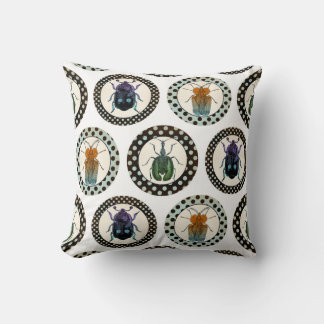Vintage Insekter Colorful Beetles Science Kudde