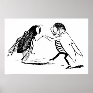 Vintage insekter dansar; Flaskafluga Poster