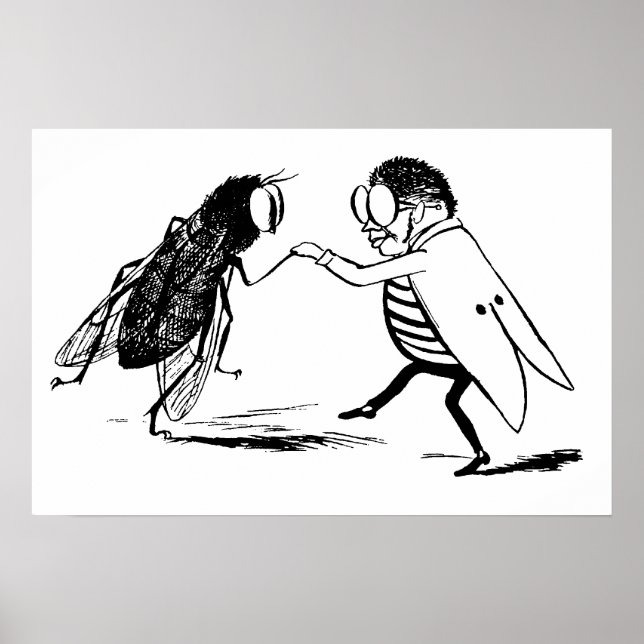 Vintage insekter dansar; Flaskafluga Poster (Framsidan)