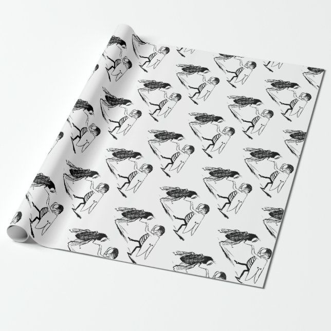 Vintage insekter dansar; Flaskafluga Presentpapper (Utrullad)