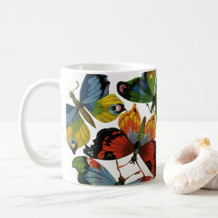 Vintage insekter eller skalbaggar, vackra fjärilar kaffemugg