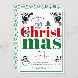 Vintage inslag julafton julfest inbjudningar
