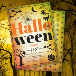 Vintage inslag orange vuxen Halloween fest Inbjudningar