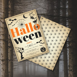 Vintage inslag vuxen Halloween fest Inbjudningar