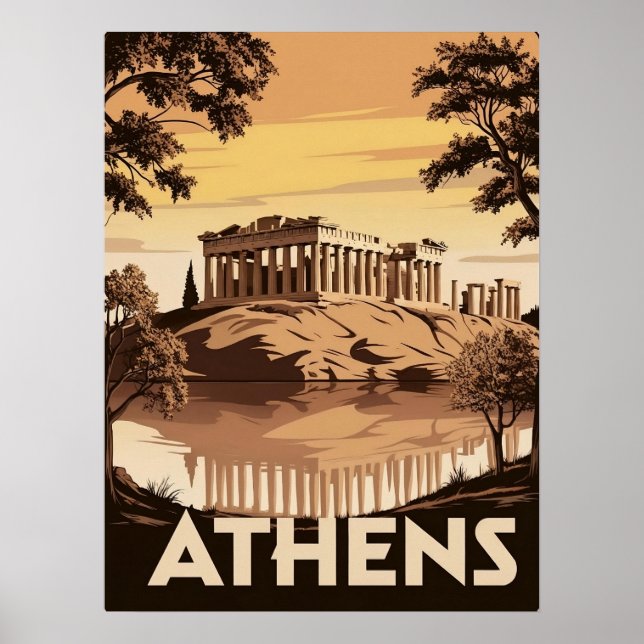 Vintage-Inspired Aten - Iconic Parthenon Poster (Framsidan)