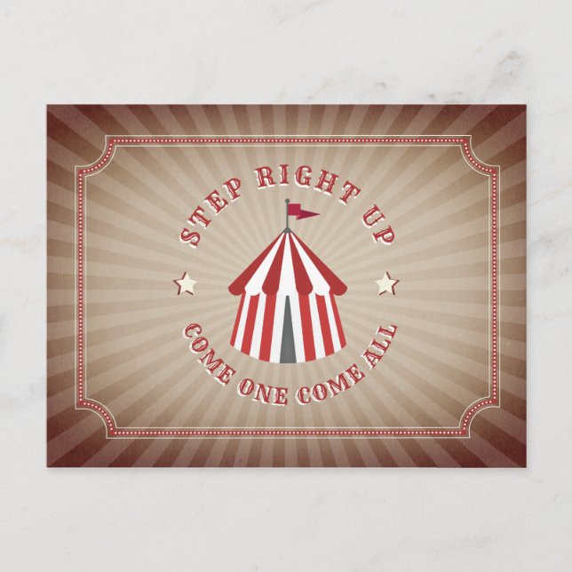 Vintage Inspired Circus Birthday Inbjudan Vykort (Framsida)