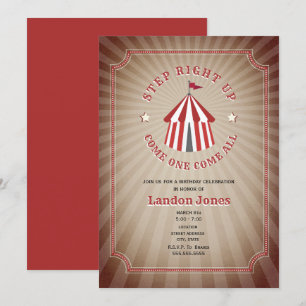Vintage Inspired Circus Tält Birthday Inbjudningar