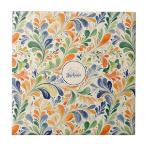 Vintage-Inspired Colorful Paisley Löv Mönster (4) Kakelplatta