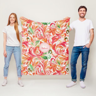 Vintage-Inspired Colorful Paisley Löv Mönster (5) Fleecefilt