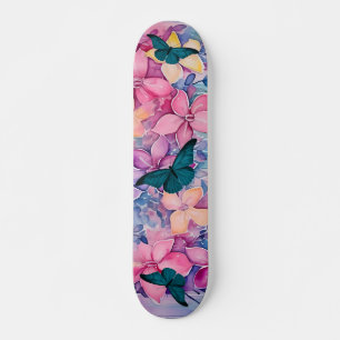 Vintage Inspired Flowers & Butterflies Design Mini Skateboard Bräda 18,5 Cm