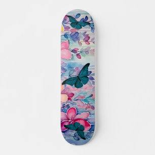 Vintage Inspired Flowers & Butterflies Design Mini Skateboard Bräda 18,5 Cm