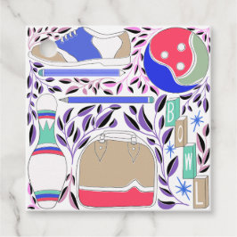 Vintage Inspired Folk Art Bowling Pin and Bag Gåvor Etiketter