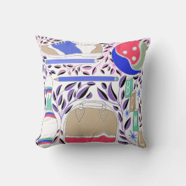 Vintage Inspired Folk Art Bowling Pin and Bag Kudde