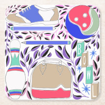 Vintage Inspired Folk Art Bowling Pin and Bag