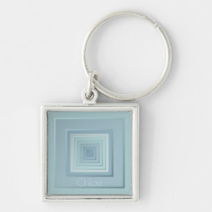 Vintage Inspired Geometric Squares Fyrkantig Silverfärgad Nyckelring