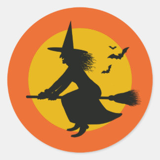 Vintage Inspired Halloween Witch Sticker Runt Klistermärke