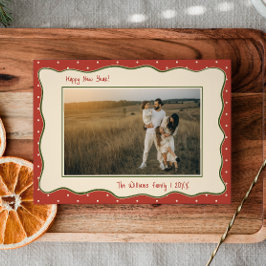Vintage-Inspired Hand-Drawn Frame Photo New Year Julkort