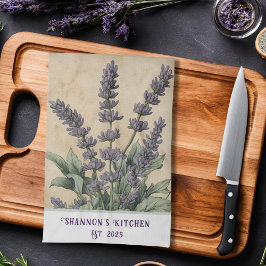 Vintage-Inspired Lavender Herbal Apothecary Kökshandduk
