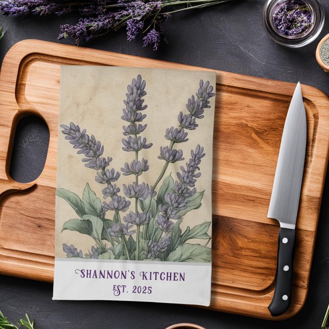 Vintage-Inspired Lavender Herbal Apothecary Kökshandduk (Vintage-Inspired Lavender Herbal Cottage Core Apothecary Dish Towel Decor, Mother's Day)