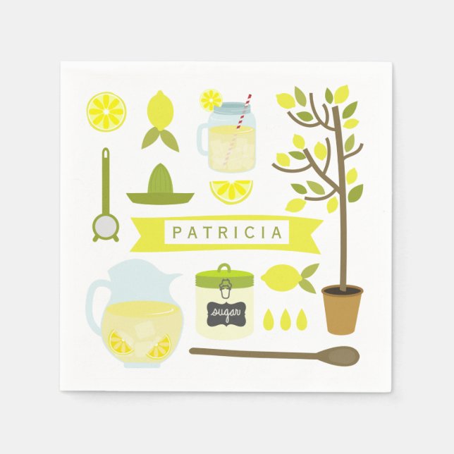 Vintage Inspired Lemonade Mönster Pappersservett (Framsidan)